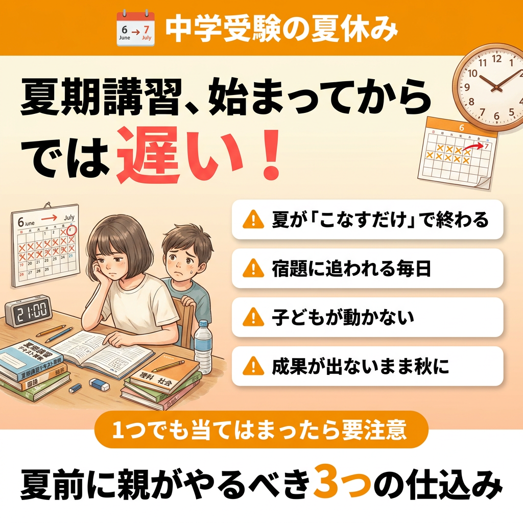 中学受験、夏休み前に親がやるべきこと　-夏期講習を「こなす夏」で終わらせないために-